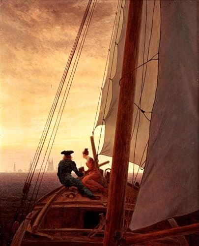 DTAUPREB Malen-nach-Zahlen-Set Caspar David Friedrich auf einem Segelschiff DIY-Ölgemälde digitales Malen-nach-Zahlen-Set auf Leinwand Dekoration Geschenk