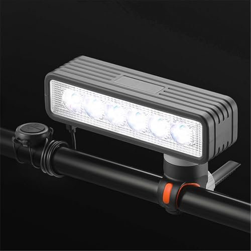 Faros de Bicicleta con Bocina, WASAGA 6 LED Luces Delanteras de Bicicleta con Bocina Remota con Cable y Batería Incorporada para el Modo de Luz Más Brillante para Trabajar 4.5 Horas