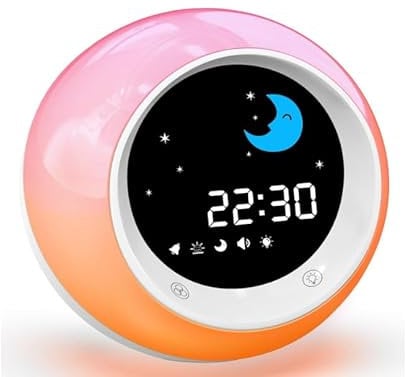 iHoo Réveil pour Enfants, réveil pour Apprendre à Dormir avec Lever du Soleil et de la Lune, Son de Sommeil, lumière de Nuit et réveil Automatique pour Les Enfants et Les Jeunes