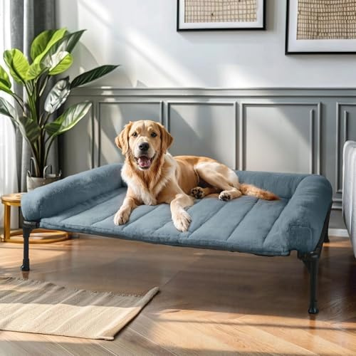 Veehoo Raised Elevated Dog Bed -Fluffy Removable Bolster for Large Dogs