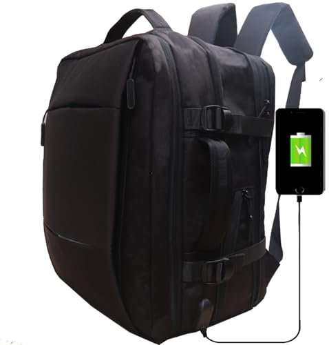 Lawaia Laptop Backpack Mens 30L Travel Backpack 30x22x43 Rucksacks for 15.6 Inch Laptop With Charging Port Business Anti-theft Work Bags for Men Women Waterproof Office Rucksack-Black