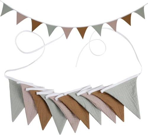 Romon Bandierine Colorate, 2 Pezzi Triangolo Bandiera Ghirlanda, Tessuto Bunting Bandierine Festoni Decorazioni Compleanno Cameretta, Ghirlande Feste Compleanni Bambini, Ghirlanda Bambino in Cotone