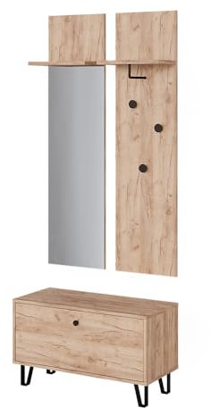 Vicco Garderobenset Siri, Goldkraft Eiche, Set mit Wandgarderoben und Sitzbank