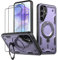 KANSi Funda para Samsung Galaxy A55 / A55 5G con Cristal Templado*2, Anti Golpes Carcasa Protectora Resistente con Anillo Soporte Giratorio - Capa Violeta