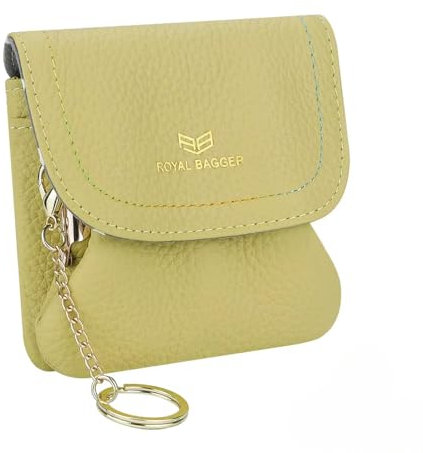 Royal Bagger Kiss Lock Coin Purse für Frauen RFID Simple Card Holder mit abnehmbarem Schlüsselanhänger Echtes Leder Aufbewahrungstasche 2622 (Gelb)