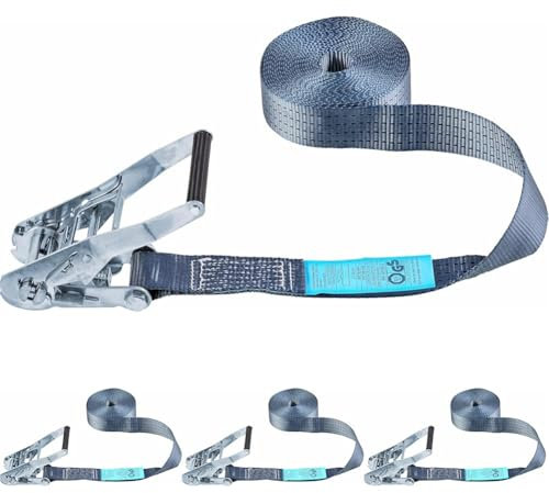 Connex Zurrgurt - Einteilig - 8 m x 50 mm - 4000 kg maximale Belastbarkeit - Mit Spannratsche, ohne Haken - Aus Polyester/Spanngurt/Ladungssicherung/Ratschengurt / DY270636 (Packung mit 4)