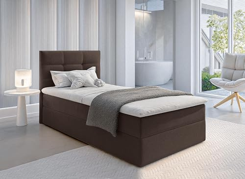 AXLIVING Stauraumbett 120x200 cm Geceteni Boxspringbett Braun