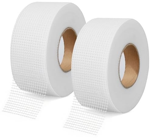 ZYETGH Fugenband Selbstklebend, 2pcs Gewebeband Glasfaser Selbstklebend 5cmx80m Glasfaser Gewebeband Netz Dichtungsband Gitterband Fugendeckstreifen Glasfaserband für Risse und Löcher