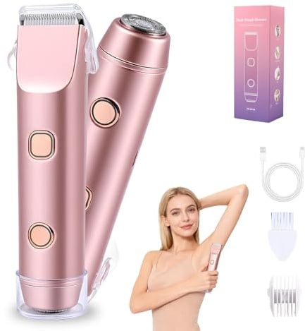 Carehabi Epilateur Electrique Femme Tondeuse Femme Intime 2 in 1 Bikini Trimmer for Women Stainless Steel Ceramic Blade IPX7 Waterproof Silent Pocket Sized 400mAh