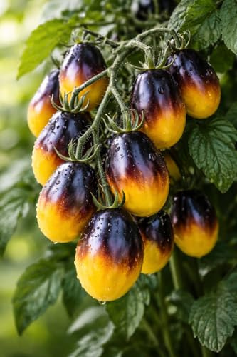 Tomatensamen Indigo Pear Drops – samenfeste Cocktailtomate & Kirschtomate | violett-gelbe Birnentomate mit Anthocyanen | aromatisch-fruchtig | für Garten, Balkon & Gewächshaus