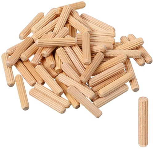 Set di 100 tasselli in legno da 6 mm, tasselli in legno, tasselli invisibili, spille in legno coniche e a coste, per mobili, fai da te, accessori per lavori di legno, (M6)