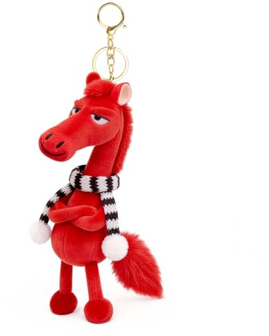 Yikki Schlüsselanhänger Pferd 2026 Glücksbringer Maskottchen Schlüsselanhänger Plüsch Pferde Anhänger für Taschen Handtasche Geschenke für Pferdeliebhaber (Rot)