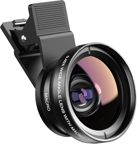 APEXEL 2-in-1 Clip On Macro Lens for iphone | 12.5x Macro Lens for Phone, 0.45 x Wide Angle Phone Lens for Samsung Galaxy S10