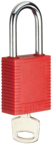 Brady Kunststoff Lockout/tagout Vorhängeschloss, Schlüssel verschiedene, 1–3/10,2 cm Länge, 1–1/5,1 cm Bügel Clearance, rot, 1