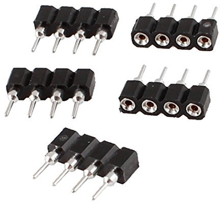 sourcing map Female to Male 4 PIN LED Strips RGB Wire Adaptor Connector 5 Pcs Black