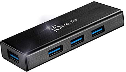 j5create 4-Anschluss Powered USB Typ-A 3.0 Data Hub mit 15W Power Adapter für Mac, MacBook, Windows, Laptop, Linux | (JUH340)