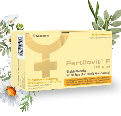 Fertilovit F 35 plus | Premium Kinderwunsch Vitamine mit Coenzym Q10 | ideal bei KIWU-Behandlung & für die Frau ab 35 | vegan | 3-Monatspackung | 90 Kapseln