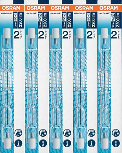 5 Stück Osram Halogenstablampe Haloline Pro, 64696, R7s, 230V, Länge: 114,2 mm (120 Watt)