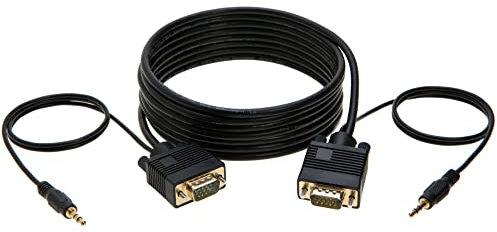 Cables Direct Online 15FT SVGA + Audio Monitor Cable, Male to Male 1080P Super VGA Display Cord for PC Projector Laptop TV