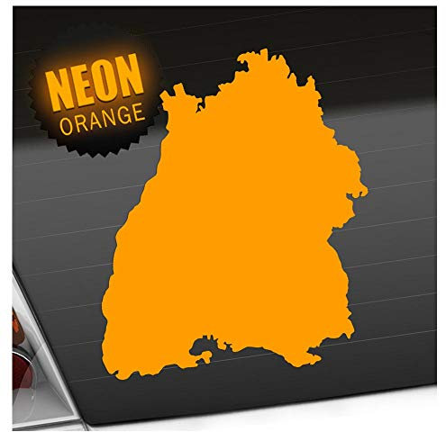 Kiwistar Autoaufkleber - Baden - Württemberg Silhouette 10 x 11 cm in 15 Farben - Neon + Chrom! - Aufkleber für Auto, Laptop, Fahrrad, LKW, Motorrad mehrfarbig JDM Decal Racing
