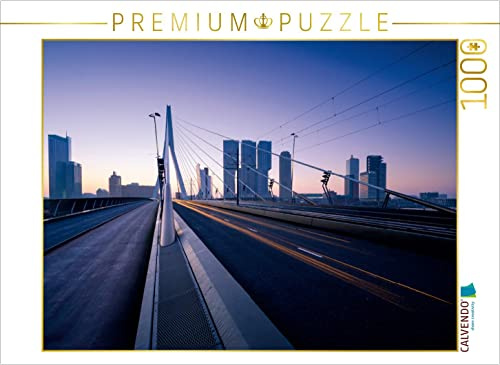 CALVENDO Puzzle Erasmusbrücke in Rotterdam mit Blick zum Wilhelminapier | 1000 Teile Lege-Größe 64 x 48 cm Foto-Puzzle für glückliche Stunden
