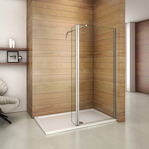 Paroi de douche 60x200cm avec un volet retour en 30cm paroi de douche à l'italienne avec une barre de fixation extensible