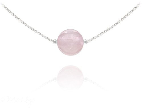 Collier Ras de cou en Argent 925 rhodié et Quartz rose - Neuf