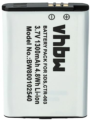 vhbw Batería reemplaza Nintendo CTR-003, C/CTR-A-AB para Consola (1300mAh, 3,7V, Li-Ion)
