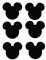 Mouse face Vinyl Mickey Stickers for Tablets/Laptops/Cars/Wine Glass/Weddings Pack of 6 (Black, 8cm x 7cm)