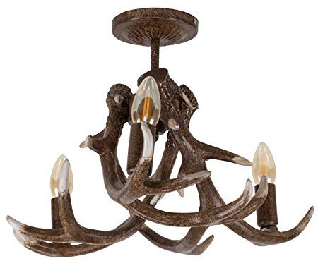 MiniSun | Intertwined Caribou Antler Design 3 Way Ceiling Light Fitting in a Natural Rustic Finish | Pendant Lights, Home Décor & Improvement Essential