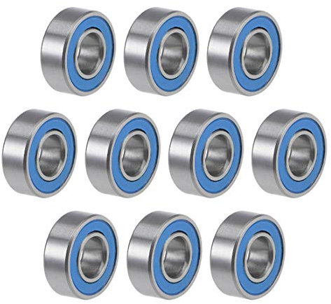 sourcing map 10 Stück Kugellager Rillenkugellager MR115-2RS 5mm Innendurchm 11mm Außendurchm 4mm Bohrung Doppelt Abgedichtet Chromstahl Blau Z2 für Skateboard 3D Drucker Roller Inline Skates