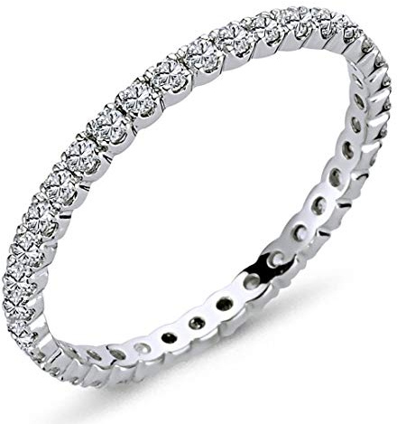 0,54 Carat Diamant rundum Memoire Ring Trauring in 14 Karat Weißgold