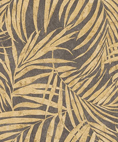 Rasch Tapeten Vliestapete (Botanical) Schwarz gelbe 10,05 m x 0,53 m Linares 617450