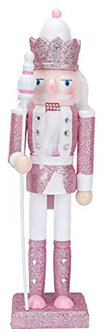 ifundom Casse- Noisette Soldat De Noël Figure Casse- Noisette en Bois Figure Casse- Noisette Soldat pour La Fête De Noël en Plein Air Décoration (Rose)