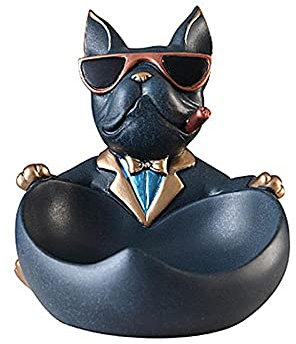 YQLKD Ornament-Statueharz Cooler Hund Mit Brille Figuren Teller Organizer Crafts