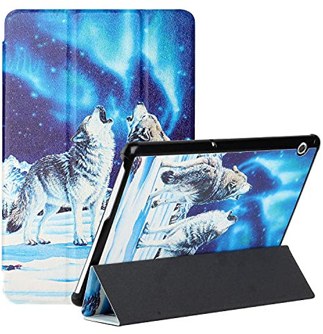 MadBee Tablet Coque pour Huawei MediaPad T5 10 (10.1 inch, 2018 Release), PU Cuir Flip Housse Étui Support Coque de Tablet, Léger Housse Tablette Cover [Non Sommeil/Réveil Automatique] (Loup#2)