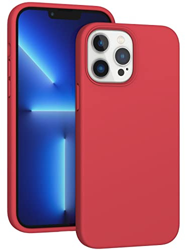 ARSUNOVO for iPhone 13 Pro Max Phone Case 6.7 inch, [Shockproof][Anti-Scratch] Slim Liquid Silicone Case Protective Bumper Rubber Gel Cover for iPhone 13 Pro Max 6.7 2021(Red)