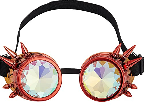 OMGREAT Kaleidoskop-Brille für Raves, Steampunk-Brille mit Regenbogenprismen-Beugung, Kristallgläsern