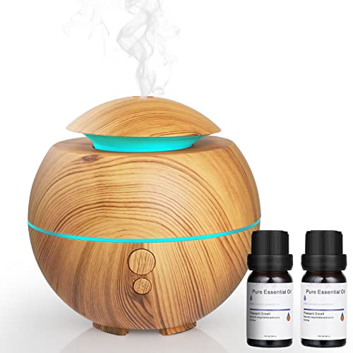 Simpeak Aroma Diffuser 180ml, Duftöl Diffuser USB Raumduft Diffuser für ätherische Öle mit Rose Essential Oil+Rosemary Essential Oil, LED Ultraschall Diffuser Luftbefeuchter für Zuhause Büro