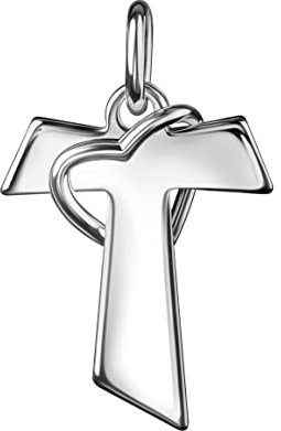 JEVELION Kreuz 925 Silber Antoniuskreuz Taukreuz T-Form mit Herz für Damen, Herren und Kinder Kreuzanhänger