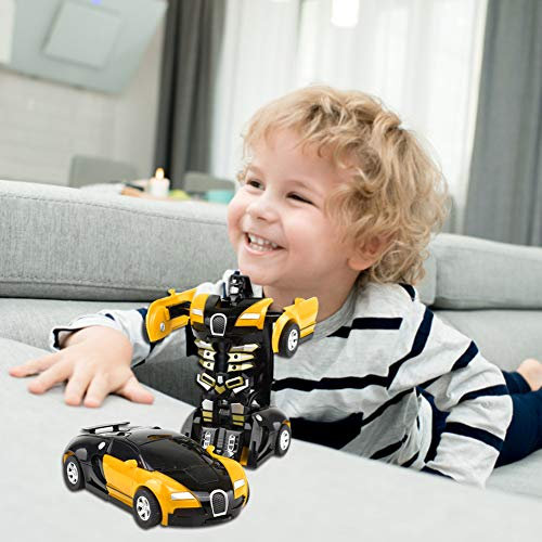 URFEDA Transformationsroboter, 2 in 1 Auto Transformator Roboter, Optimus Prime, Orange, Kinder ab 3 Jahren (Unisex), Science-Fiction, Transformationsfähigkeit, Push, Manuell betrieben, 1 stück