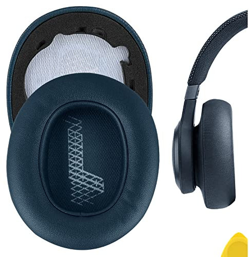 Geekria QuickFit Protein Leather Replacement Ear Pads for JBL Live 650 BTNC, Lifestyle E65BTNC, Duet NC, Live 660 NC Headphones Ear Cushions, Headset Earpads, Ear Cups Repair Parts (Blue)