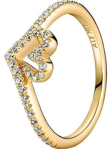 PANDORA SHINE Ring Timeless Glitzerndes Herz 14k gelbvergoldet, Zirkonia 169302C01 54