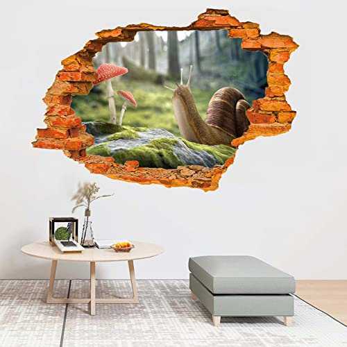 Landschaft 3D Wandtattoos Wandaufkleber Schnecken 100 x 82 cm für Kinderzimmer Junge mädchen Teenager zimmer Schlafzimmer Wandsticker