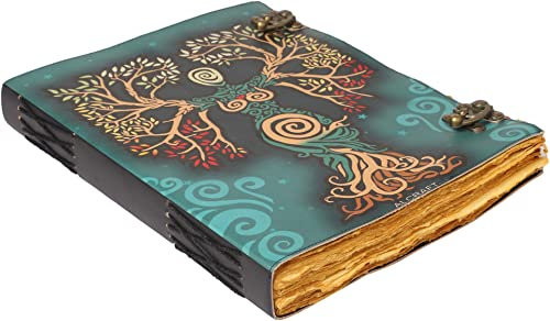 ALCRAFT Leeres Zauberbuch der Schatten, Tagebuch mit Schlossverschluss, antikes handgefertigtes Büttenrand, Vintage-Papier, Lederbindung, Tagebuch für Damen und Herren, Reise-Notizbuch zum Schreiben