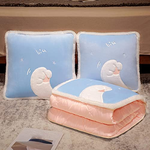 ACGrade Kissendecke, Reisekissen und Decke-Set für Flugzeuge, Kissendecke 2-in-1, tragbare, leichte Reisedecke, Kissen, für Reisen und Camping im Freien, 150 x 170 cm, Blau