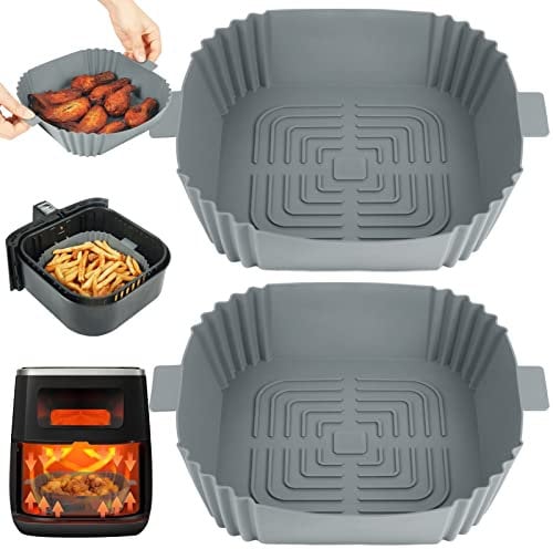 BYKITCHEN 2PCS Silikonform Heißluftfritteuse für Cosori, Silikoneinsatz für XXL Friteuse Heissluft Fritteusen, Wiederverwendbarer Air Fryer Silikon Zubehör für Philips/Princess/Tefal