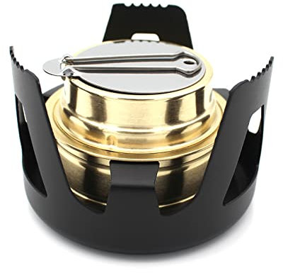 HKMA Mini Alcohol Stove, Lightweight Brass Spirit Burner with Aluminium Stand,Black