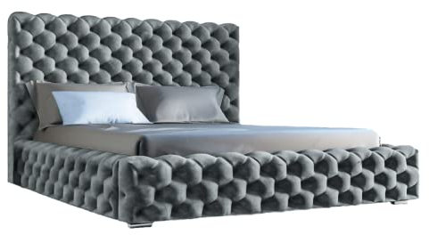 Heaven Polsterbett im Glamour-Stil mit zwei Bettkästen, verstärkter Holzrahmen, Chrombeine - große Auswahl an Stoffen - Komfort und Funktionalität – luxuriöses Schlafzimmerbett Größe 180x200