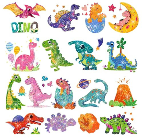 Leesgel Dinosaur Glitter Tattoos for Kids, 12 Sheets Temporary Tattoos Stickers for Girls Boys Dinosaur Games Toys, Birthday Decorations Party Bag Fillers